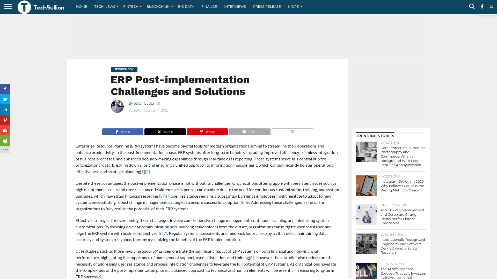 TechBullion — ERP Post-implementation Challenges and Solutions