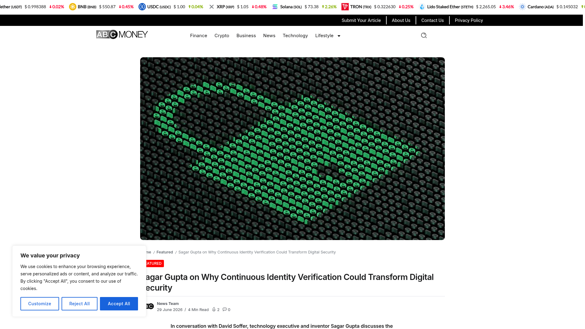 ABC Money — Sagar Gupta on Why Continuous Identity Verification Could Transform Digital Security